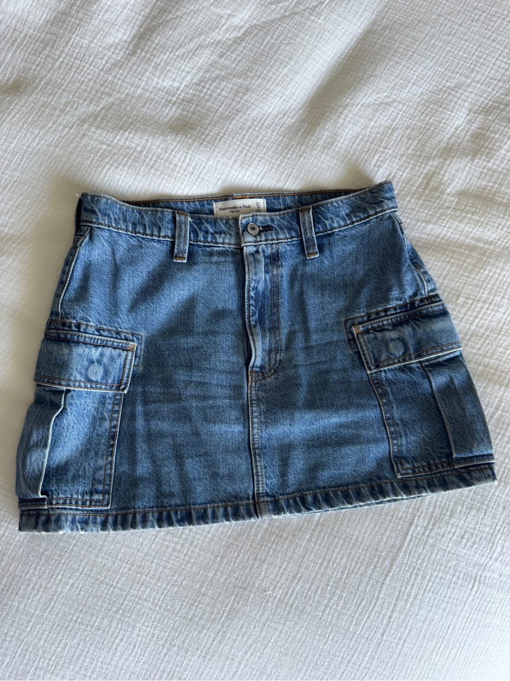Abercrombie & Fitch Blue Denim Cargo Mini Skirt